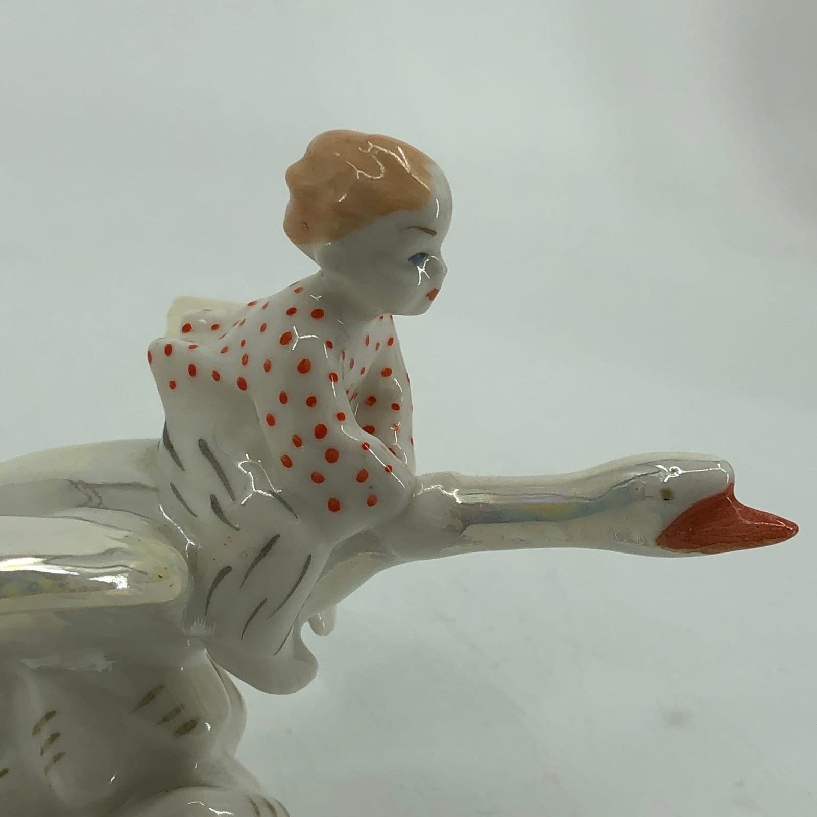 Classic White and Orange Vintage Glass Goose | Ideal for Any Occasion