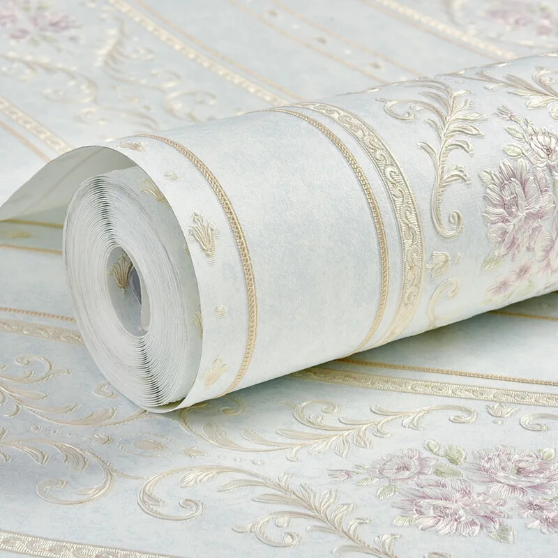 Floral Wallpaper Embossed Non-woven Wall Paper Home Decor Country Chic Craft