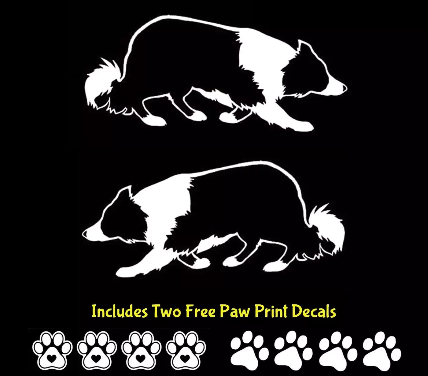Border Collie Herding Two PK 7″ White Vinyl Decals Windows Car Truck RV Camper