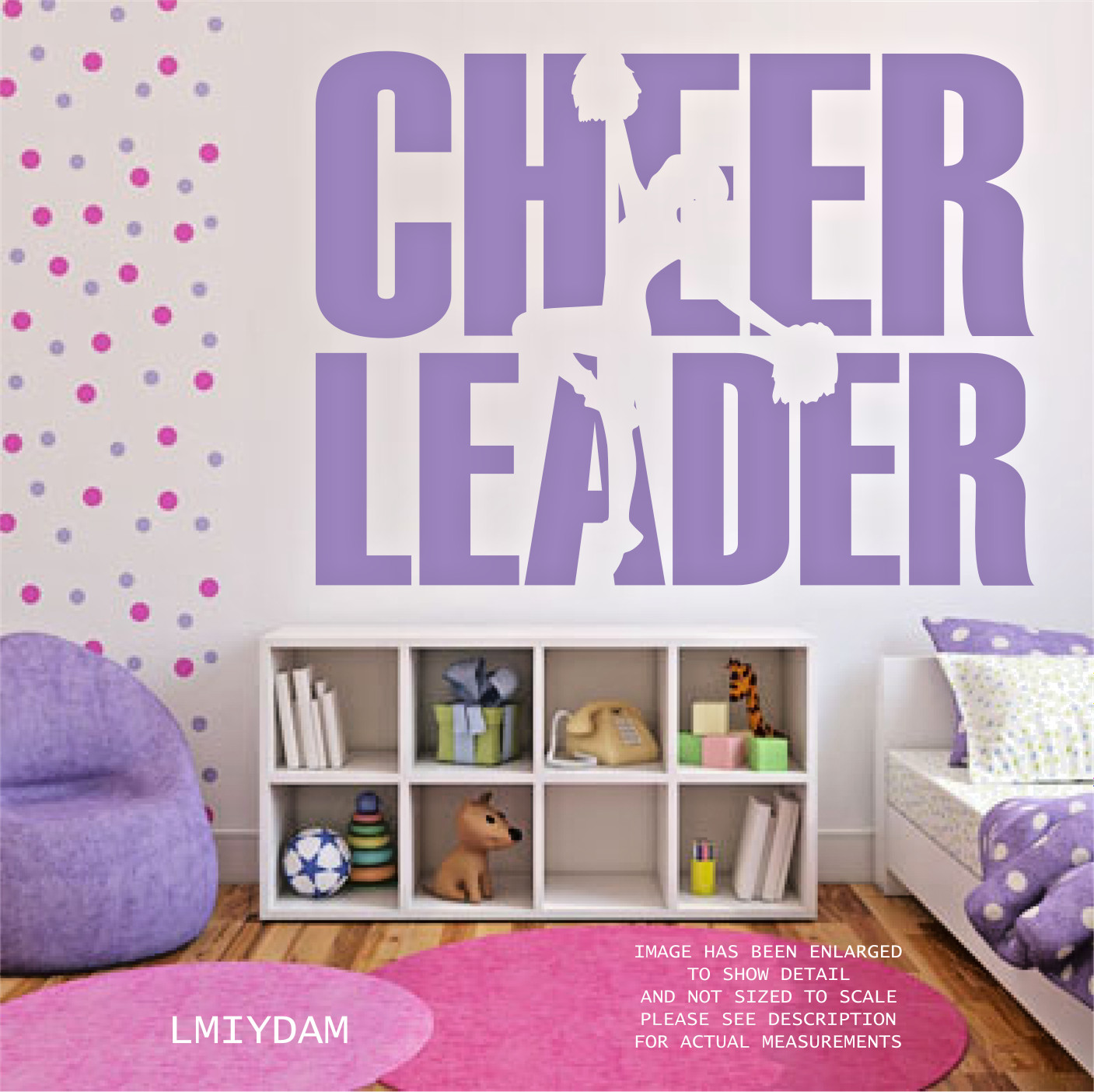 CHEERLEADER ART LARGE WALL VINYL DECAL CUSTOM MADE 22X30″ COLOR CHOICES