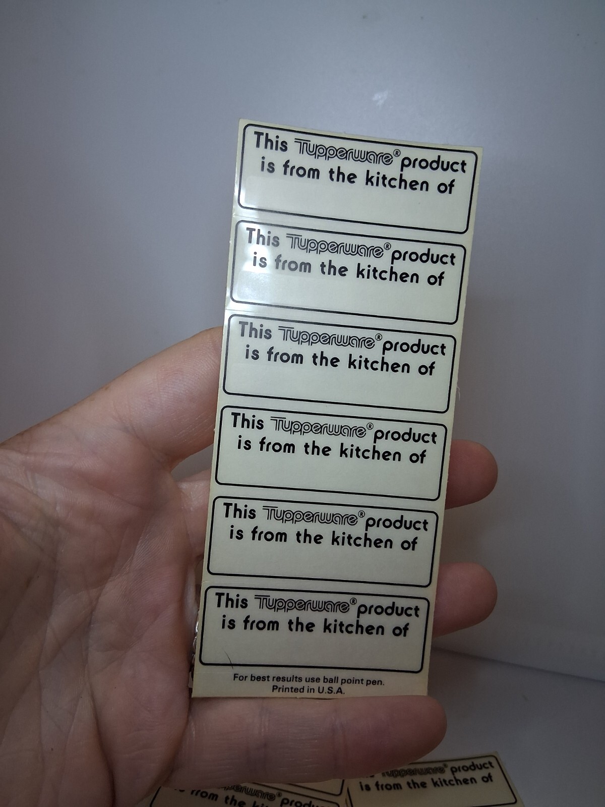 Tupperware Dish Labels Stickers “PRODUCT FROM KITCHEN OF” Tags 3 Sheets 21 Total