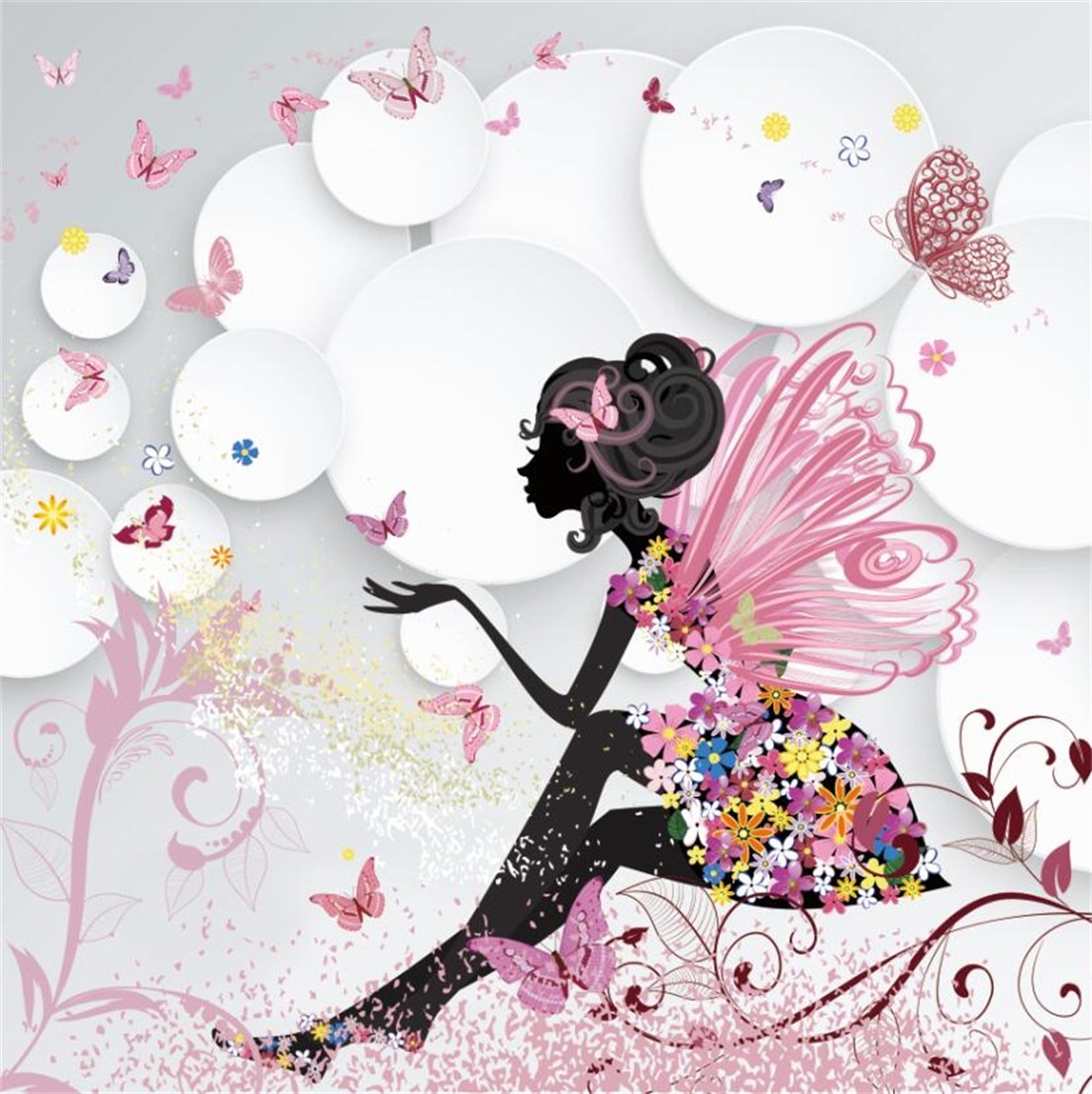3D Butterfly Girl 44 Wall Paper Wall Print Decal Wall Deco Indoor AJ Wall Paper