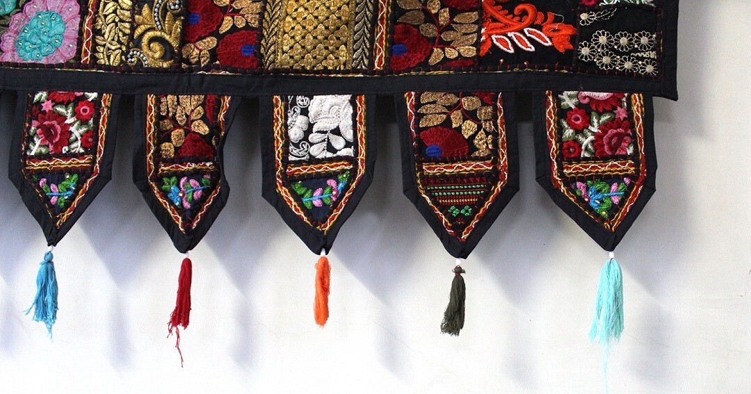 Home Decor Toran/ Handmade Patchwork Curtain/ Wall Hanging/ Gypsy Bohemian Toran