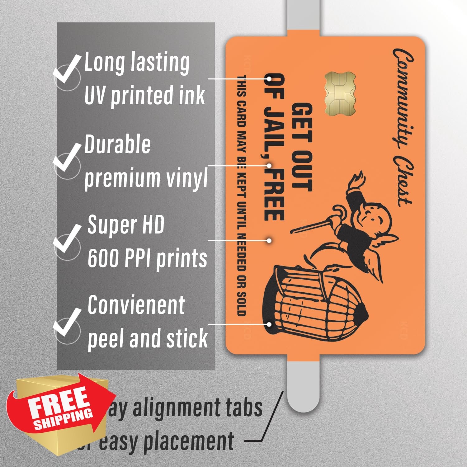 Get Out of Jail Free Card Sticker 3pk Debit Card Skin Vinyl
