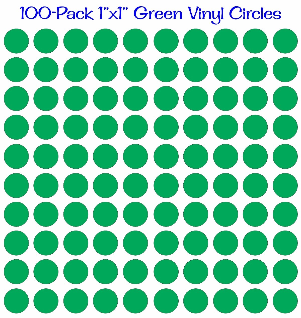 100 pack – 1″x1″ Diameter Round Green Vinyl Circles / Polka Dots Die Cut Decals
