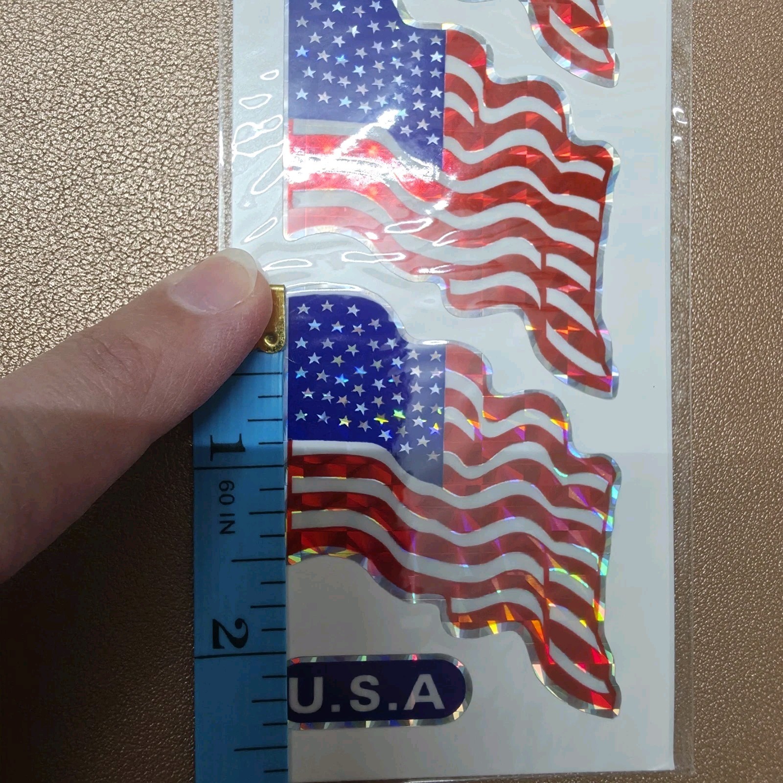 RUBIES USA FLAG HOLOGRAPHIC WATERPROOF STICKERS 12 PK (72 FLAGS/10 USA STICKERS)