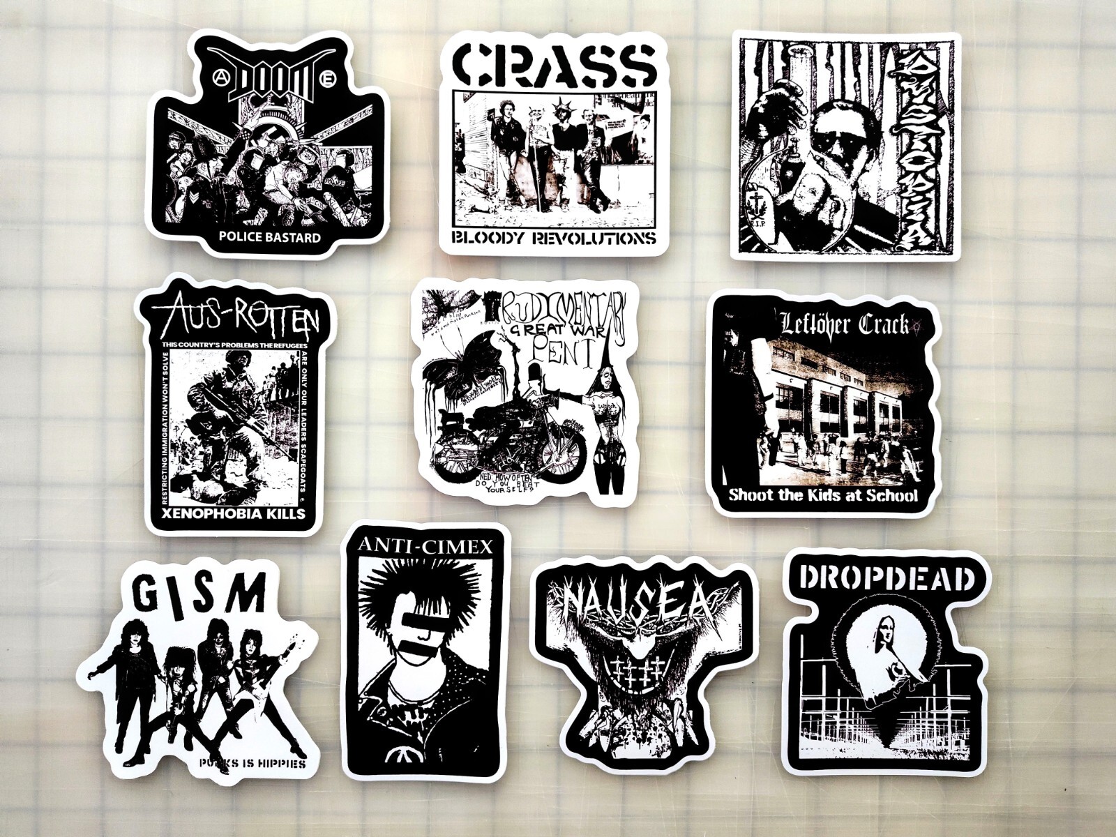 Crust Punk Vinyl Sticker Lot (10 Stickers) SET 15 anarcho grindcore hardcore oi