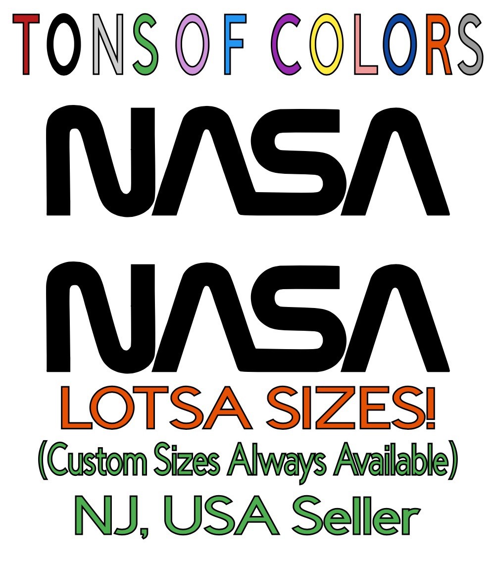 TWO NASA Die Cut Vinyl Decals Space Shuttle Stars Planets Exploration Mars Moon