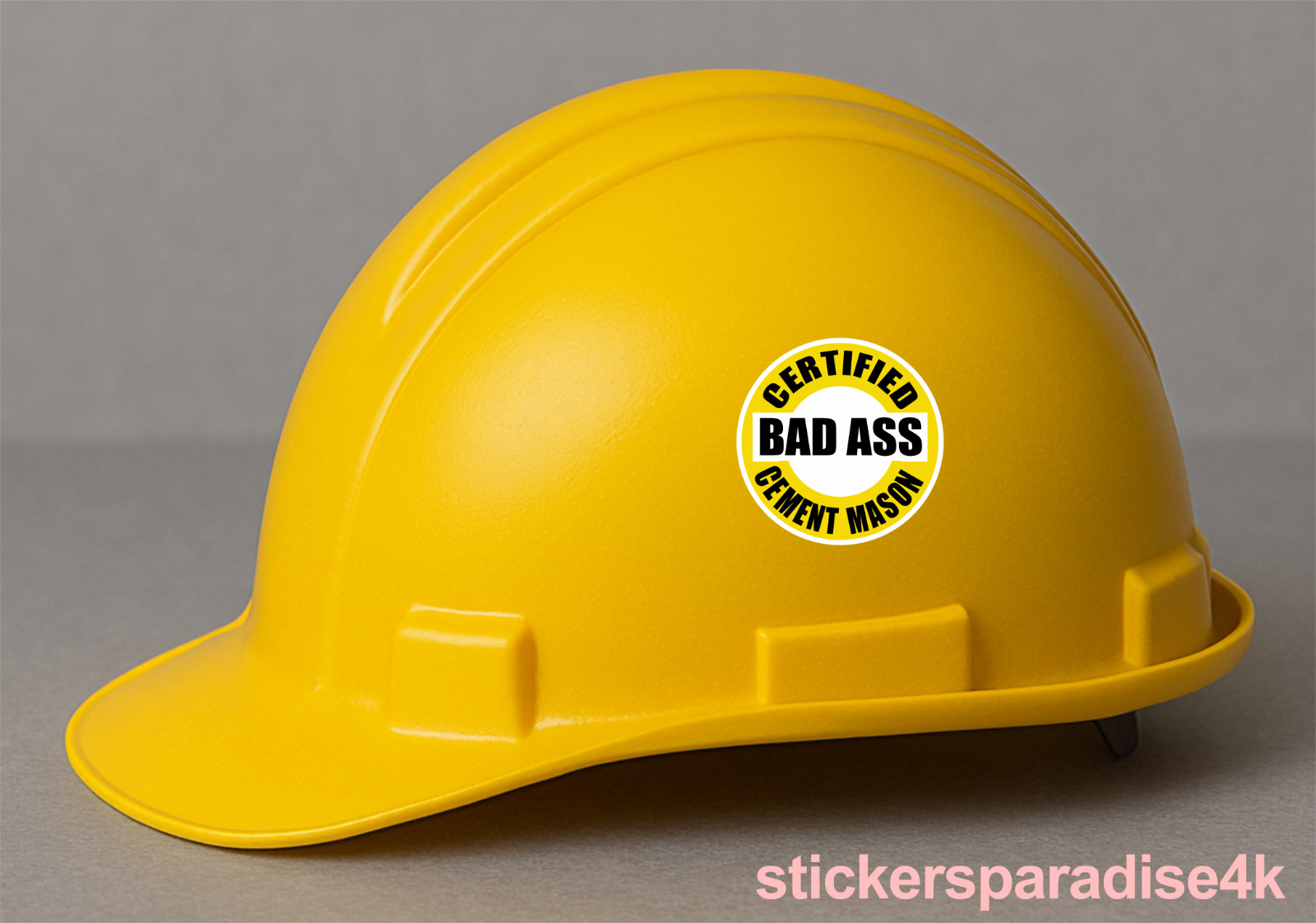 2 pc Hard Hat Decal CERTIFIED CEMENT MASON Vinyl Sticker White Black & Yellow