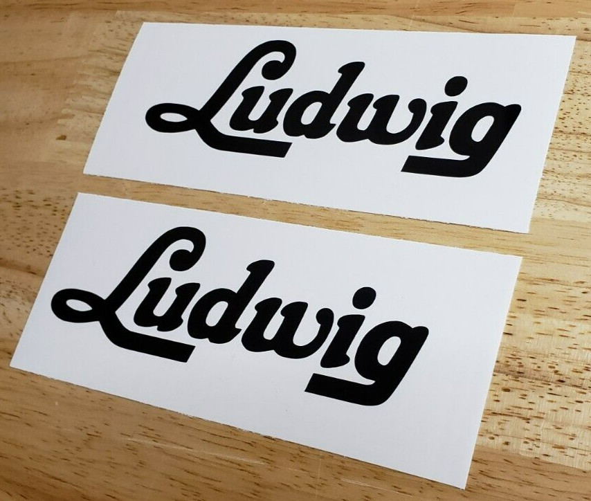 ludwig Decals Stickers vintage Gloss Black 12″ (2) Fast USA