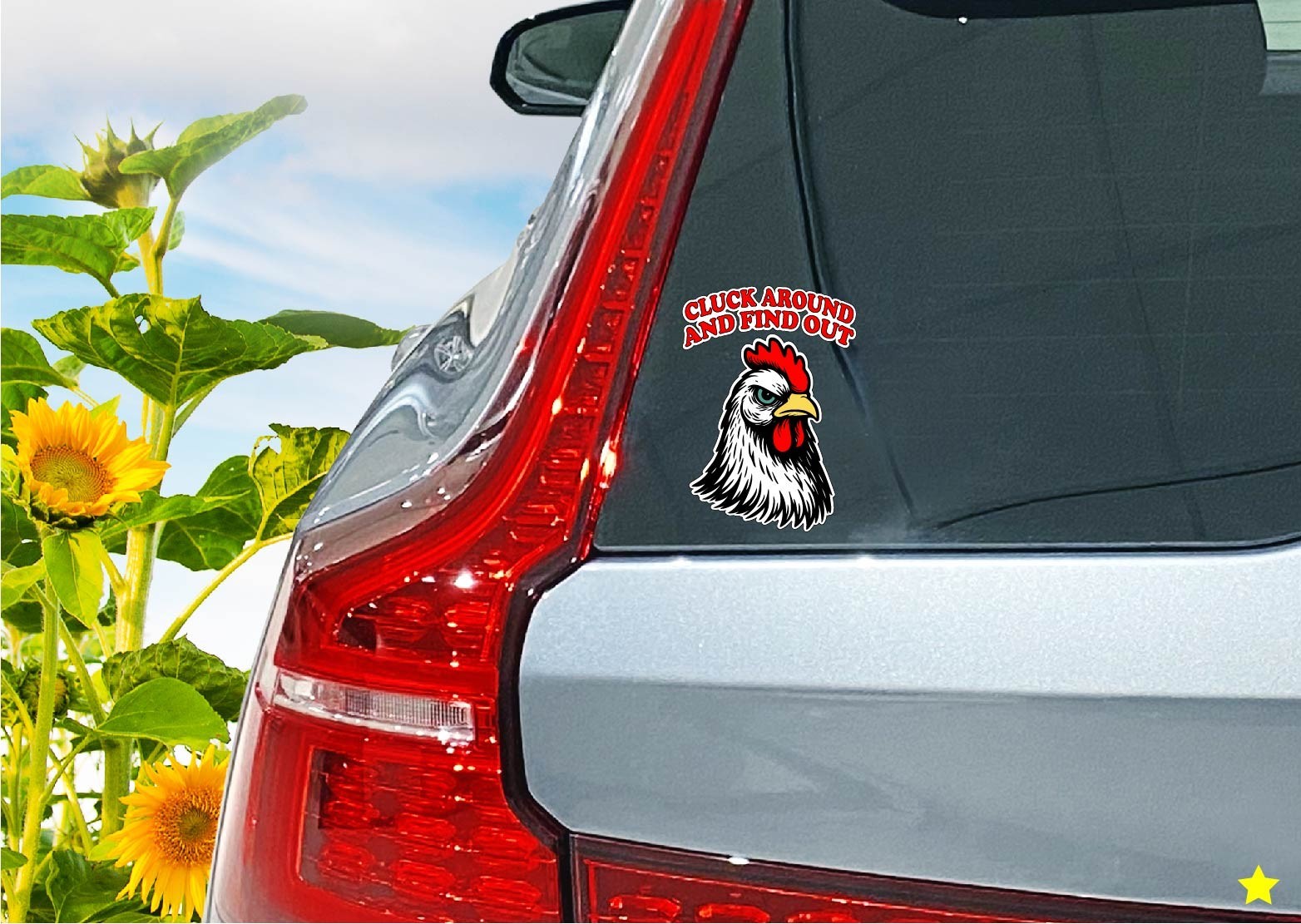 Rooster Cluck Around Find Out Decal Sticker Printed Die Cut Angry Chicken FAFO