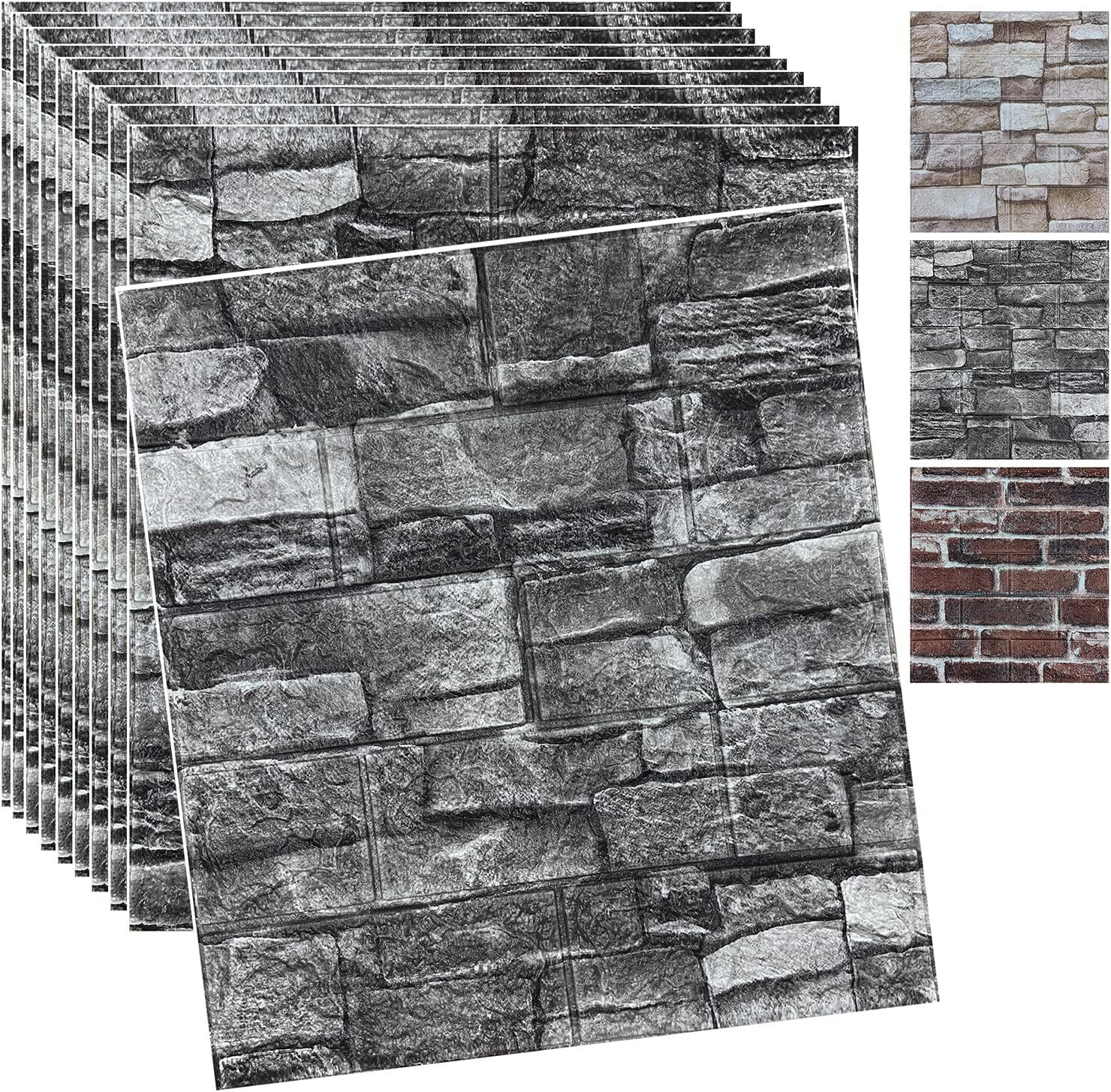 10 Pcs 3D Tile Red Brick Wall Sticker Self-adhesive Foam Panel Wallpaper 38*35