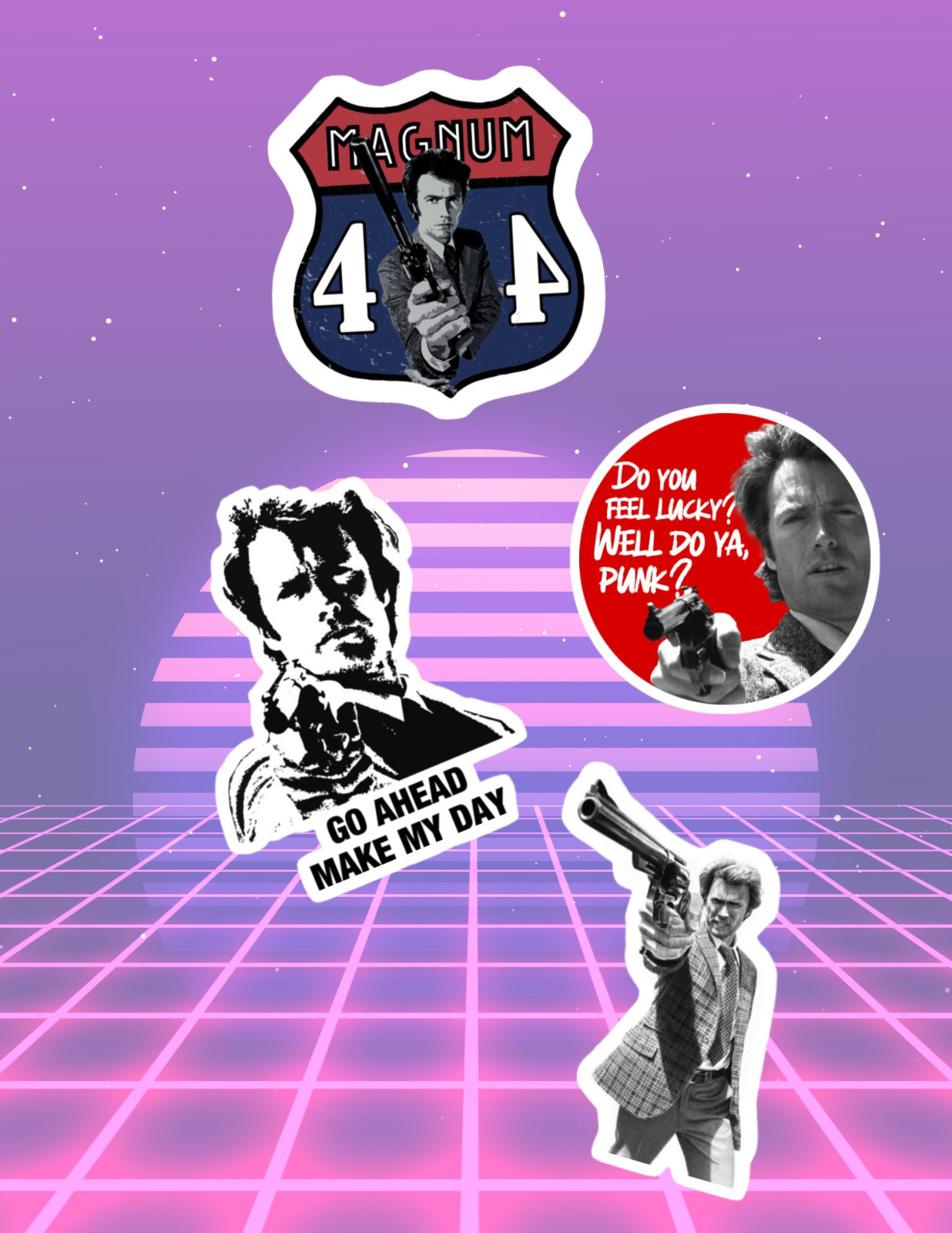 Dirty Harry 70’s Movie 4pc Sticker Pack