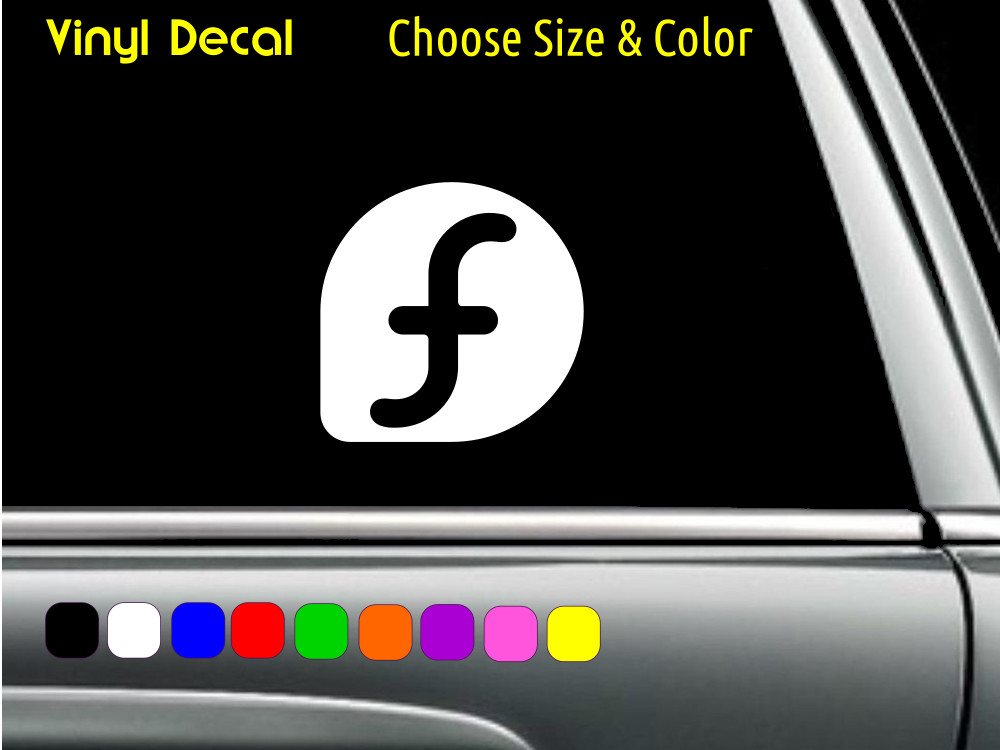 FEDORA Linux wide logo Vinyl Decal Laptop Car Window Sticker CHOOSE SIZE COLOR