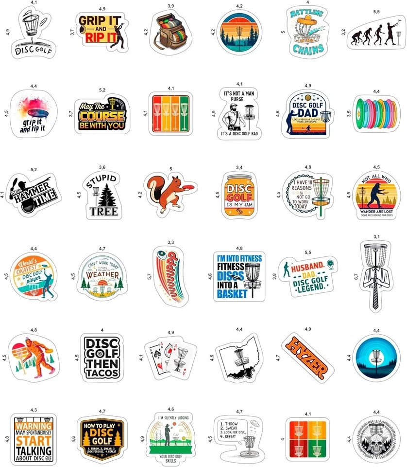 100Pcs Disc Golf Stickers Decals for Water Bottles – Disc Golf Gifts, Party Supp