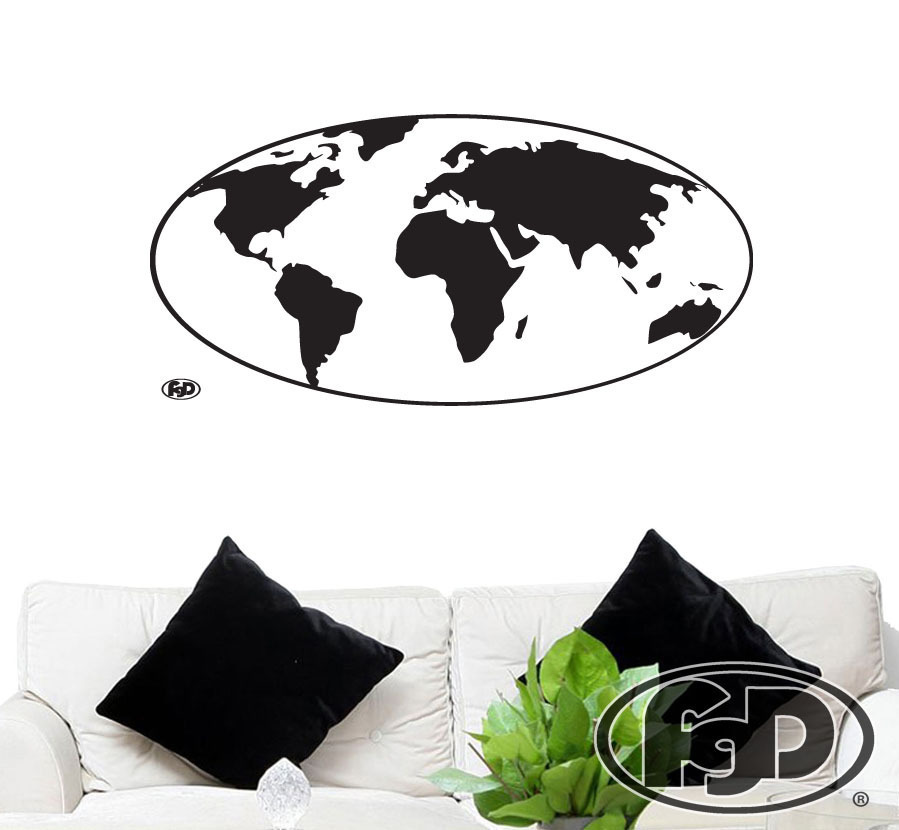 FGD Global World Map Vinyl Wall Decal 20″ x 38″