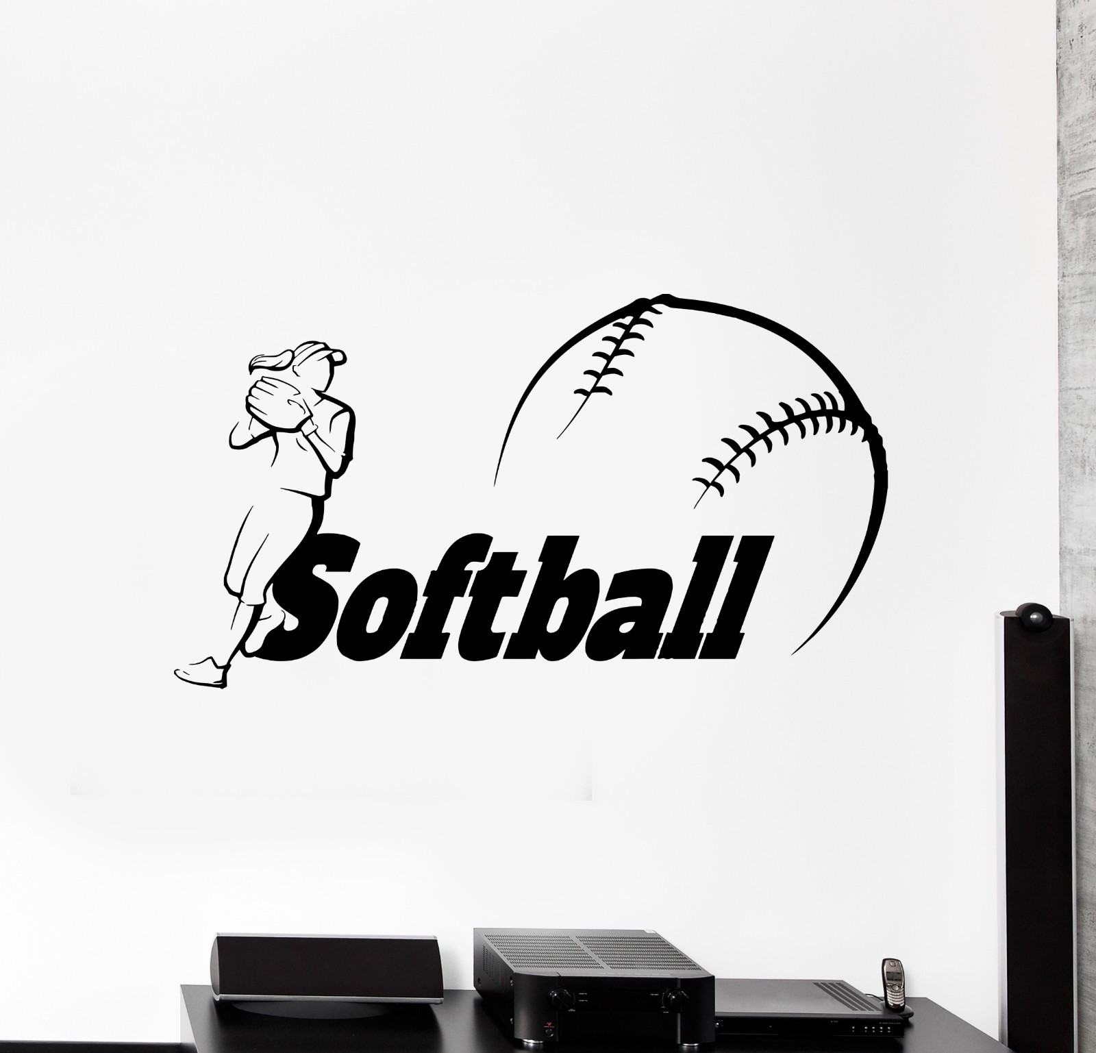 Wall Decal Softball Baseball Sport Girl Player Game Vinyl Sticker (ed1167)