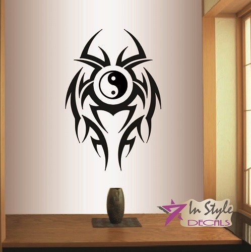 Vinyl Decal Yin Yang Symbol in Tribal Ornament Wall Sticker Mural Decor 1925