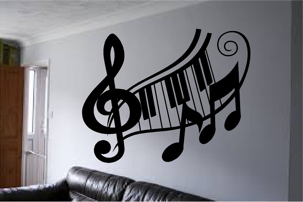 Clef With Music Notes Vinyl Decal Home Décor 20″ x 40″
