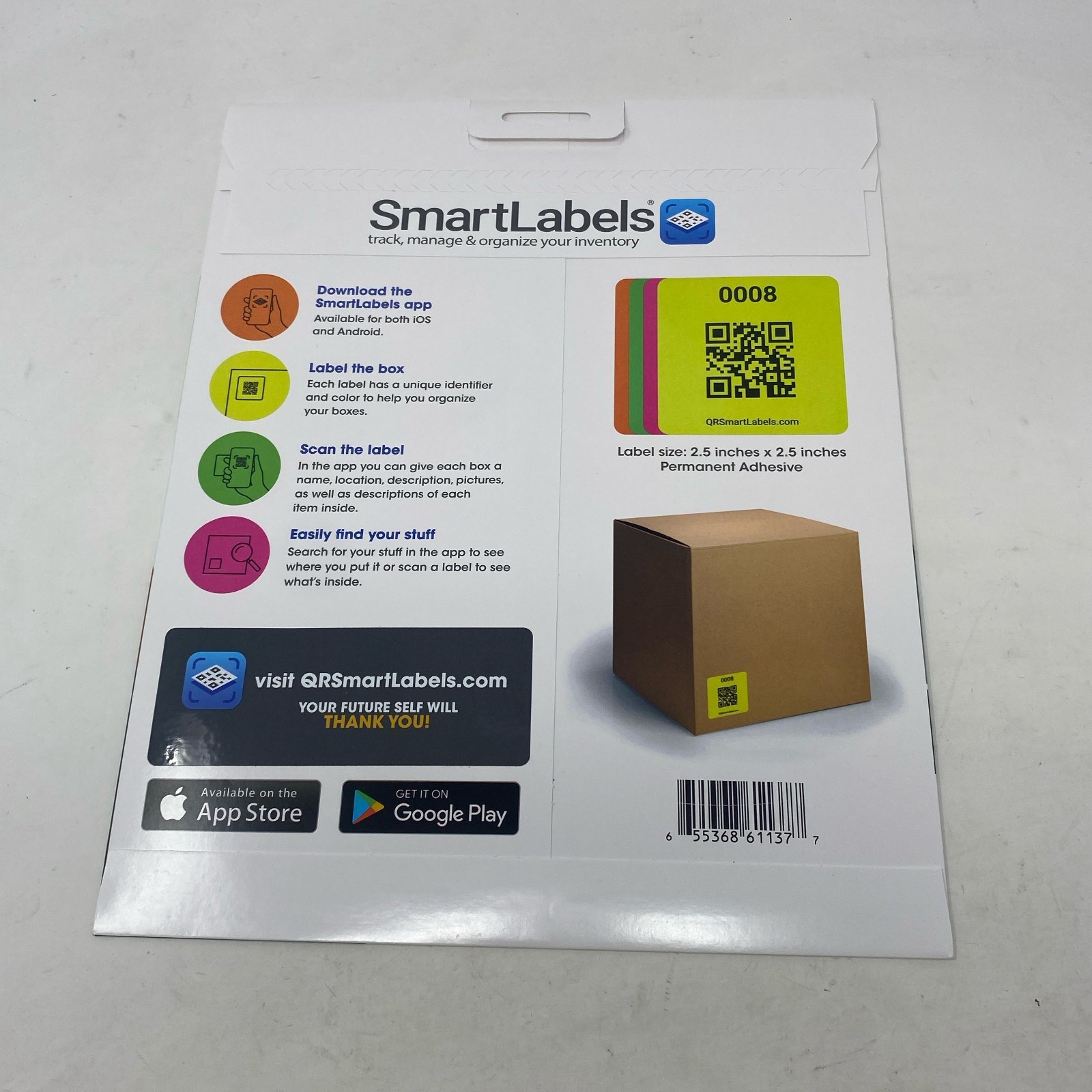 SmartLabels Neon QR Code Inventory Labels 48-Pack, 2.5 in