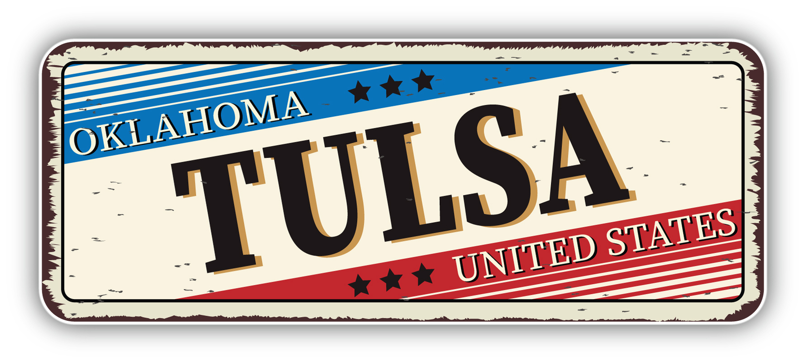 Tulsa City Oklahoma USA Grunge Retro Vinyl Sticker Decal