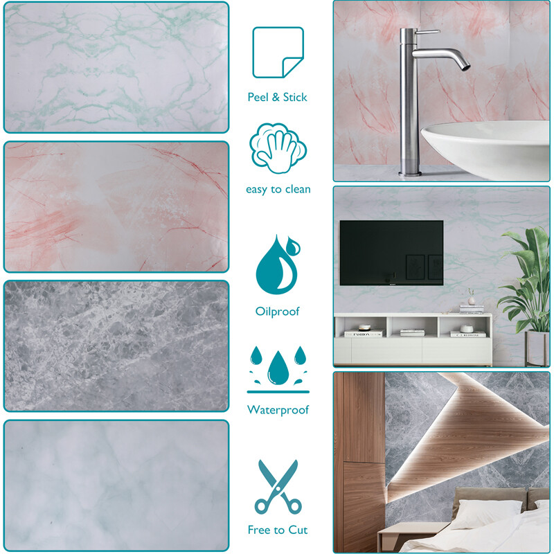 Marble Contact Paper Self Adhesive Peel & Stick Wallpaper PVC Kitchen Countertop
