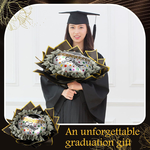 Chunful Graduation Gifts 2026, DIY Money Bouquet for 18 inch, Black and Gold
