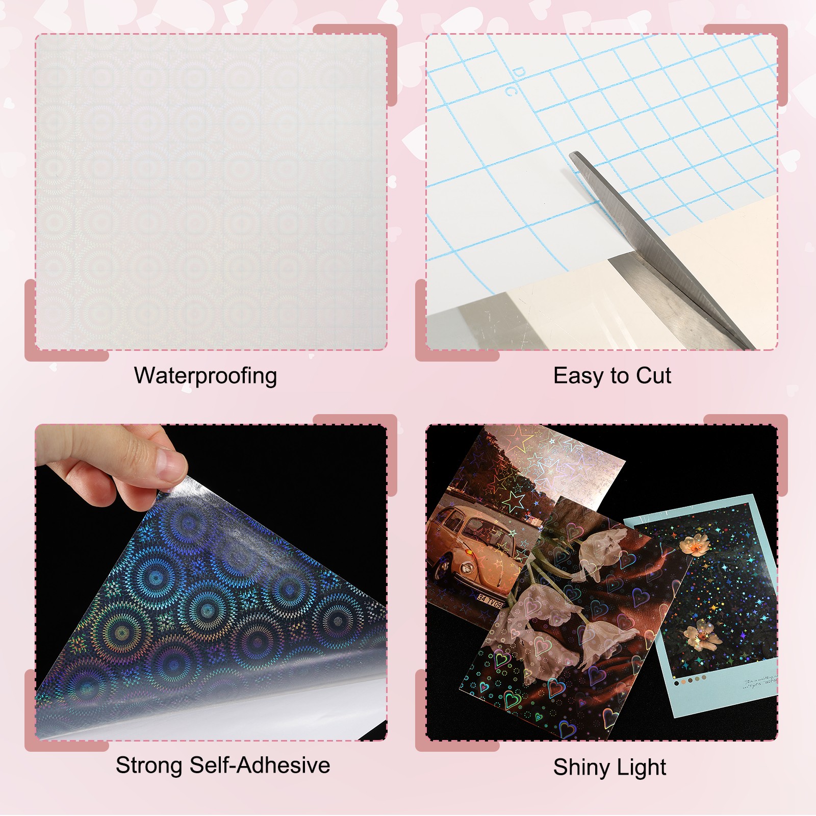 22pcs 21x30cm A4 Self Adhesive Film Holographic Adhesive Sheets