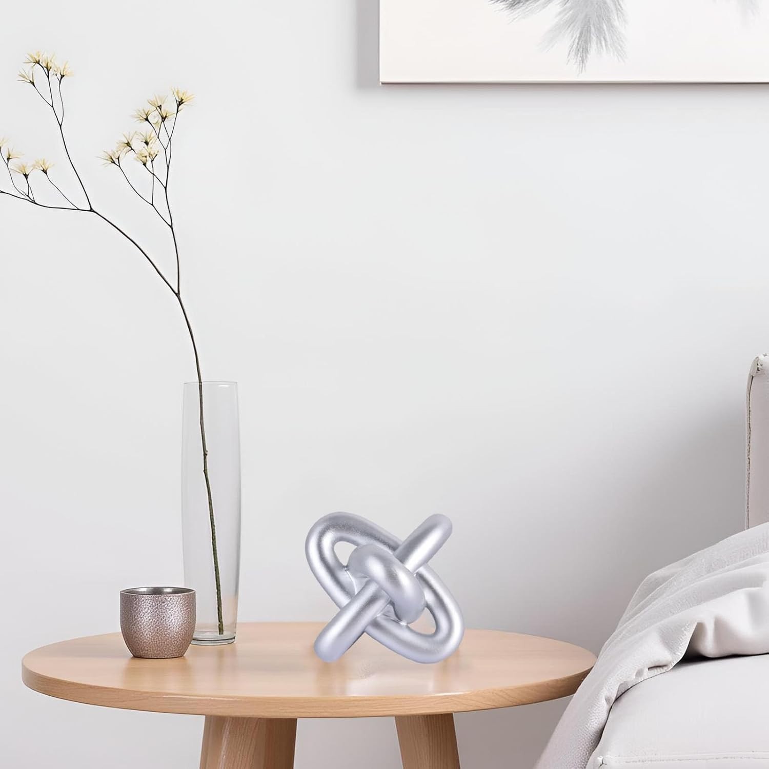 Compact Silver Knot Decor 5.5” – Versatile Abstract Sculpture for Any Room