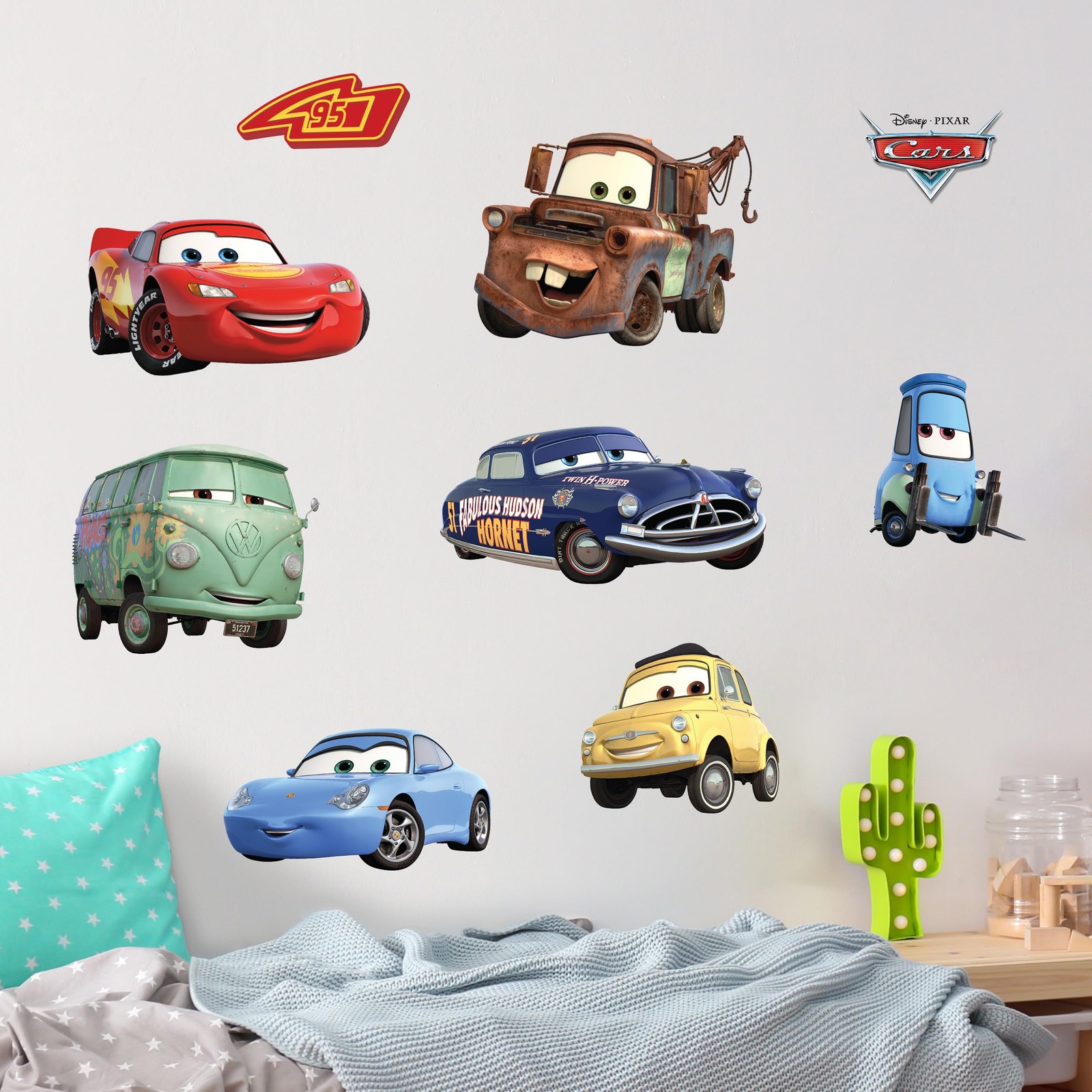 Disney Pixar Cars Wall Decals – Lightning McQueen & Friends Small Vinyl Stick…