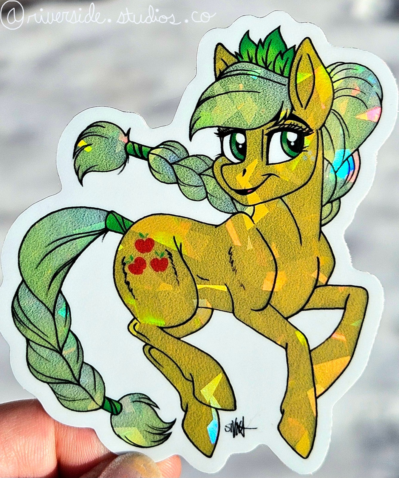 Crystal Applejack Vinyl Holo Sticker 3″ Original Art My Little Pony