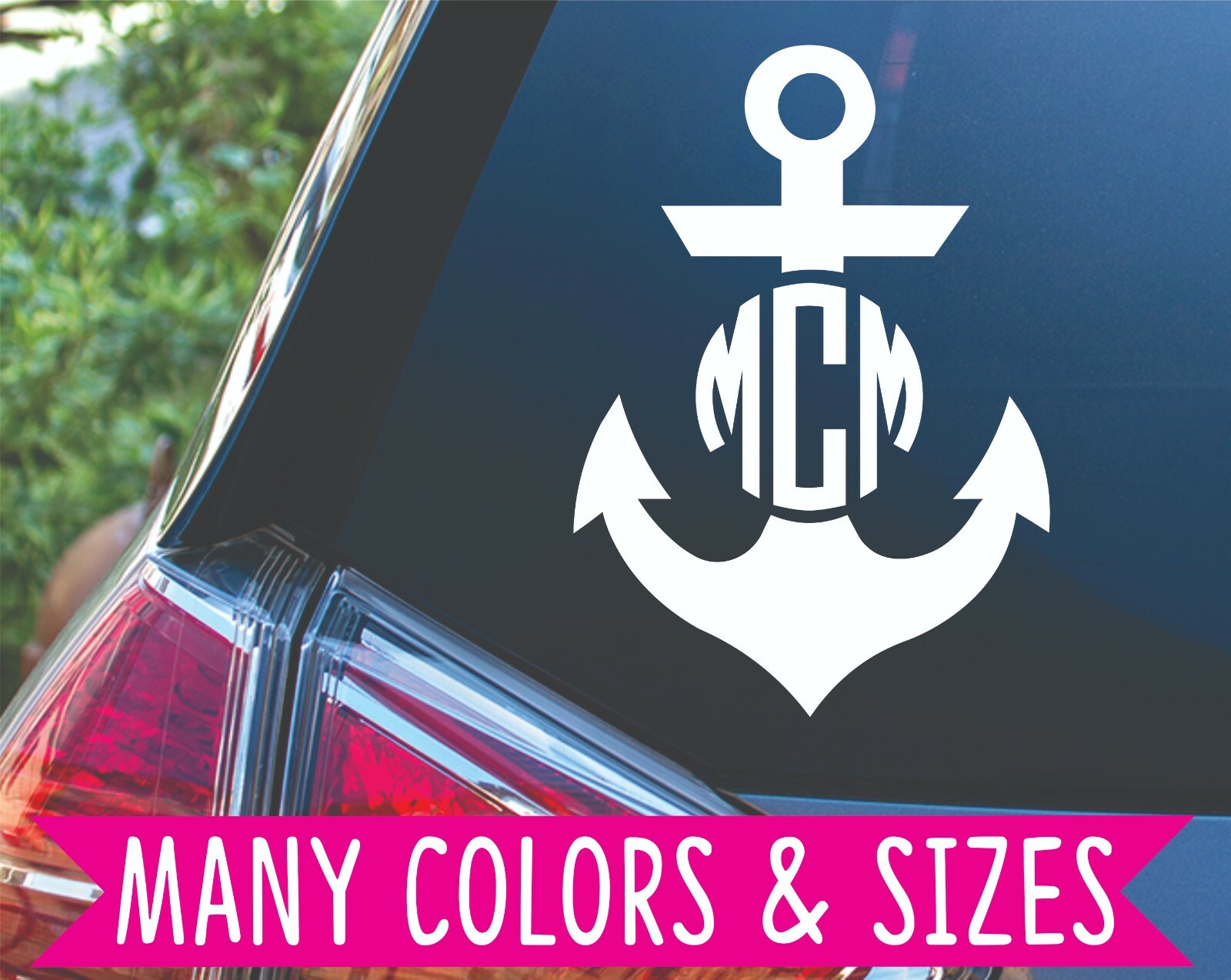 Personalized Anchor Monogram Initial Circle Decal Sticker