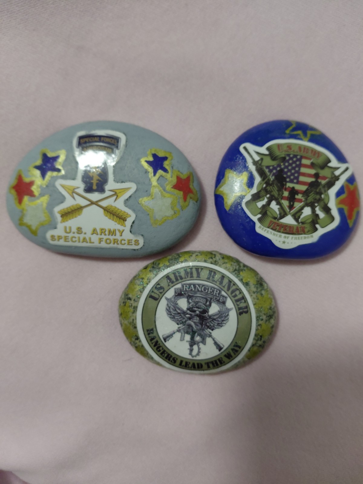 U.S. Army Ranger & Special Forces Decorative Stones – Gray, Blue, Camouflage