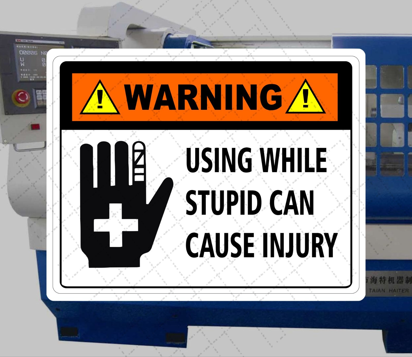 Warning Using While Stupid Can Cause Injury- Funny Warning Stickers