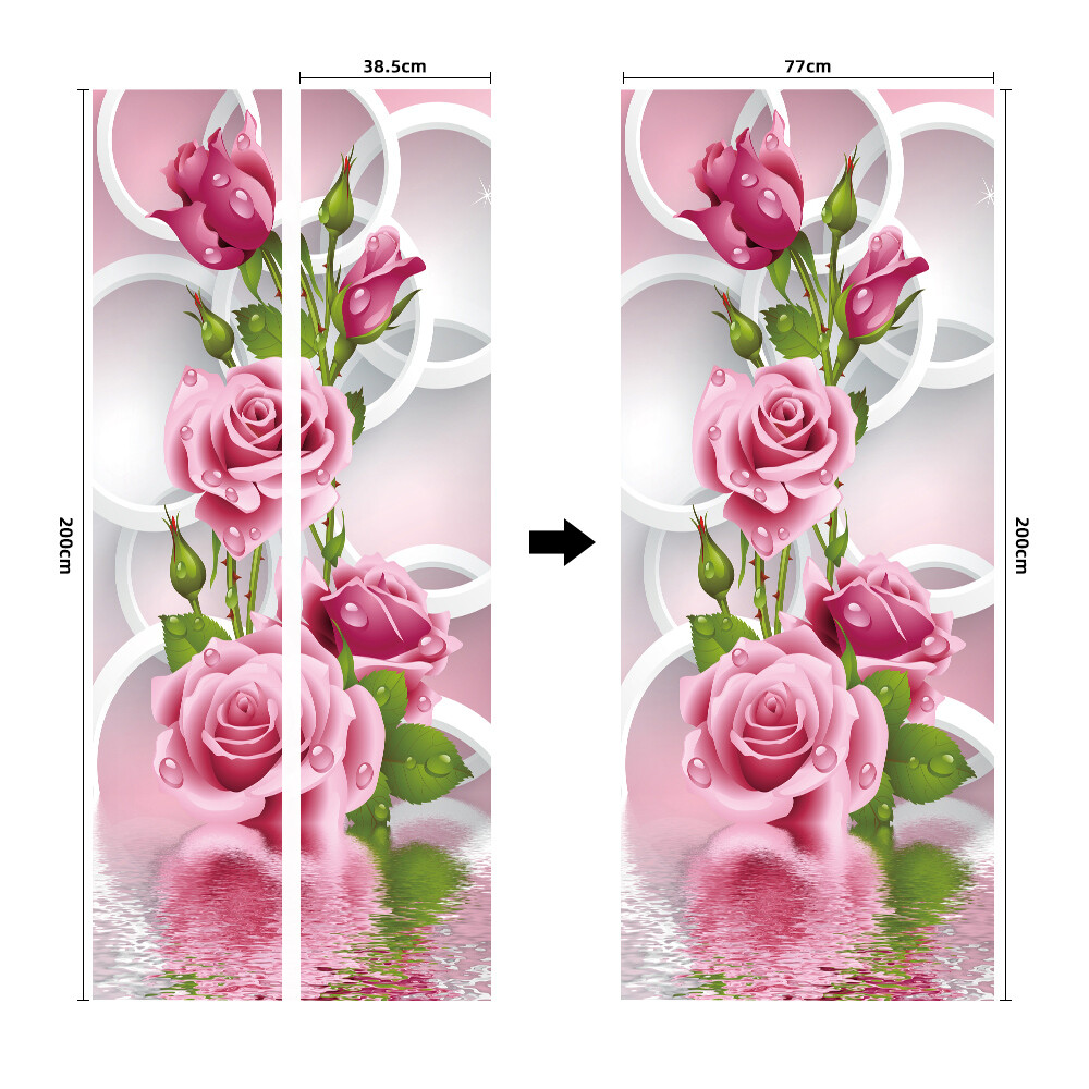 Door, Wall STICKER – Pink Flower 3D Self-adhesive Waterproof Murals Decal Cover