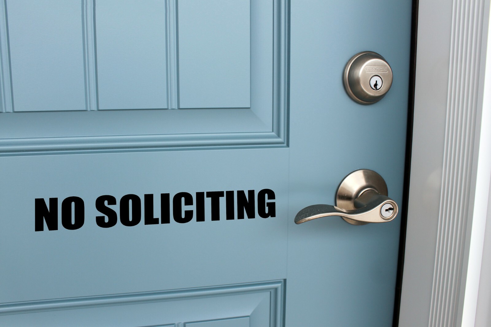 No Soliciting Vinyl Decal – V1 Storefront Business Office Sign – Die Cut Sticker
