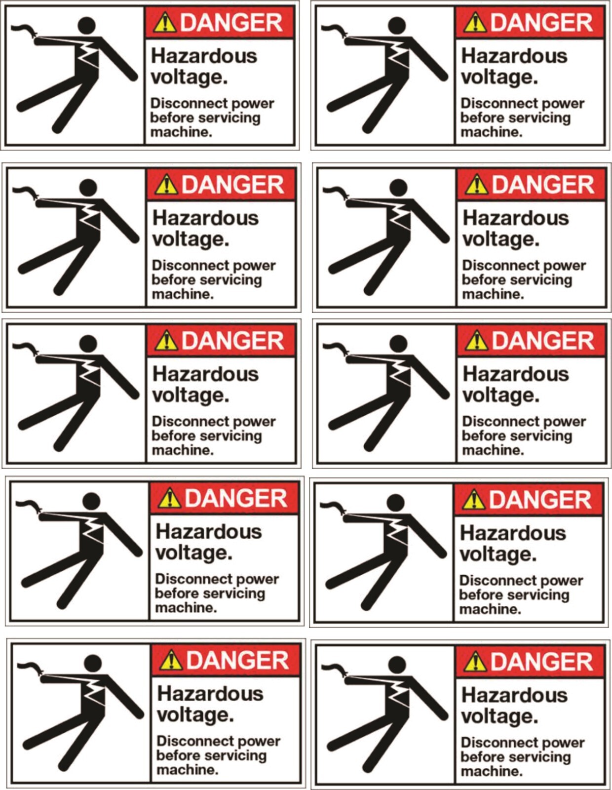 Danger High Voltage Sticker Vinyl Decal Label Electrical Safety