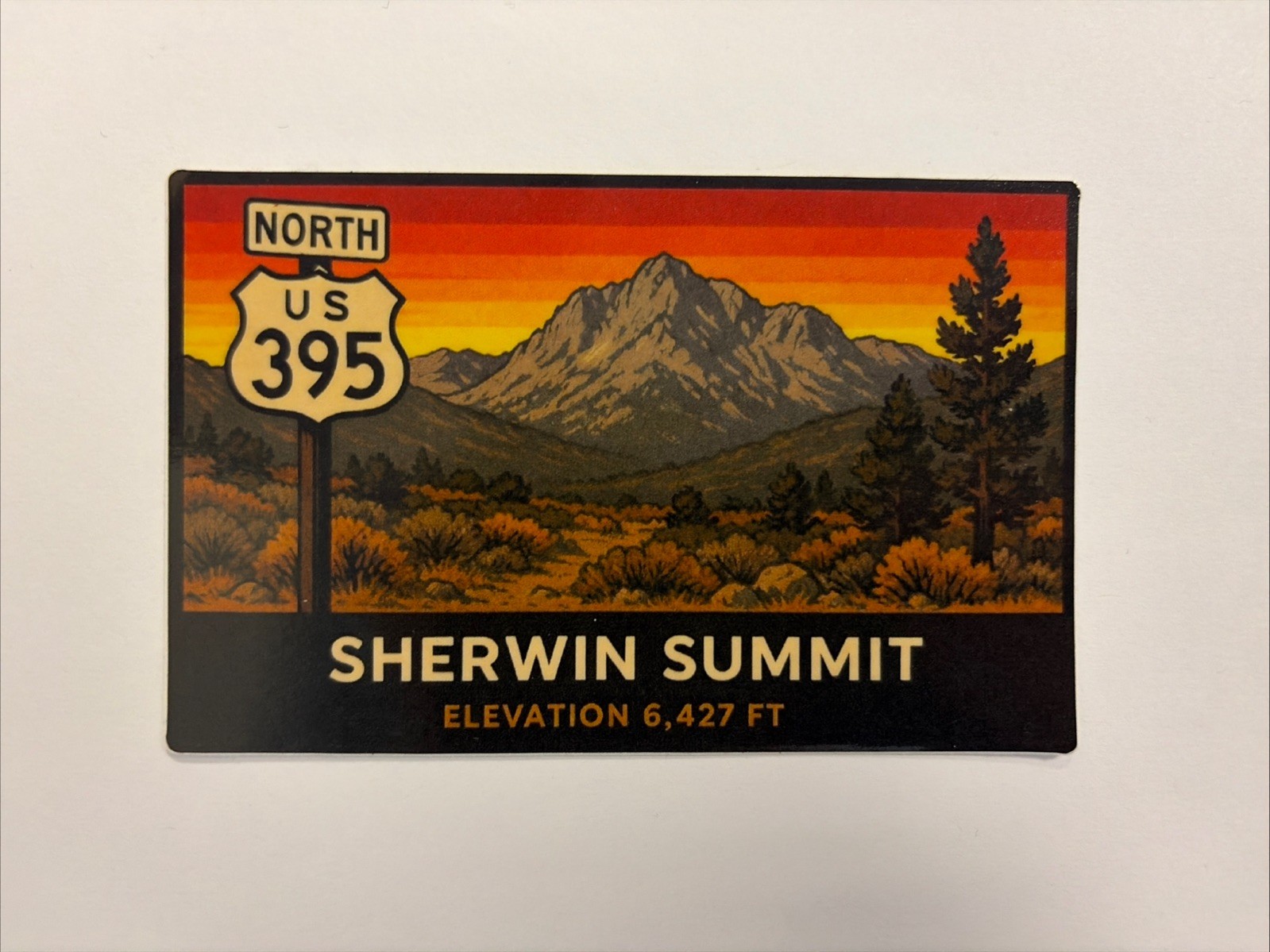 Sherwin Summit Highway 395 Eastern Sierra Nevada Mountains California Sticker