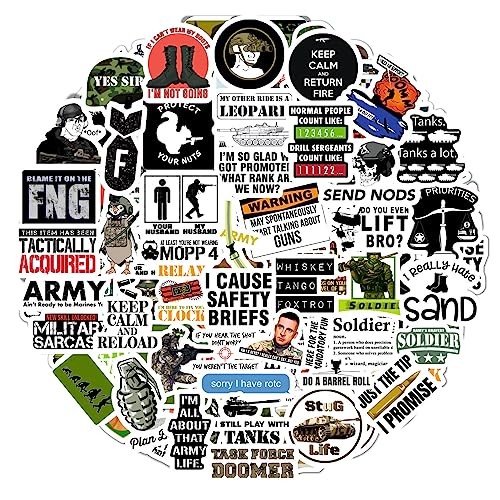 100Pcs Funny Army Stickers and Decals — Small Vinyl Military Stickers and Dec…