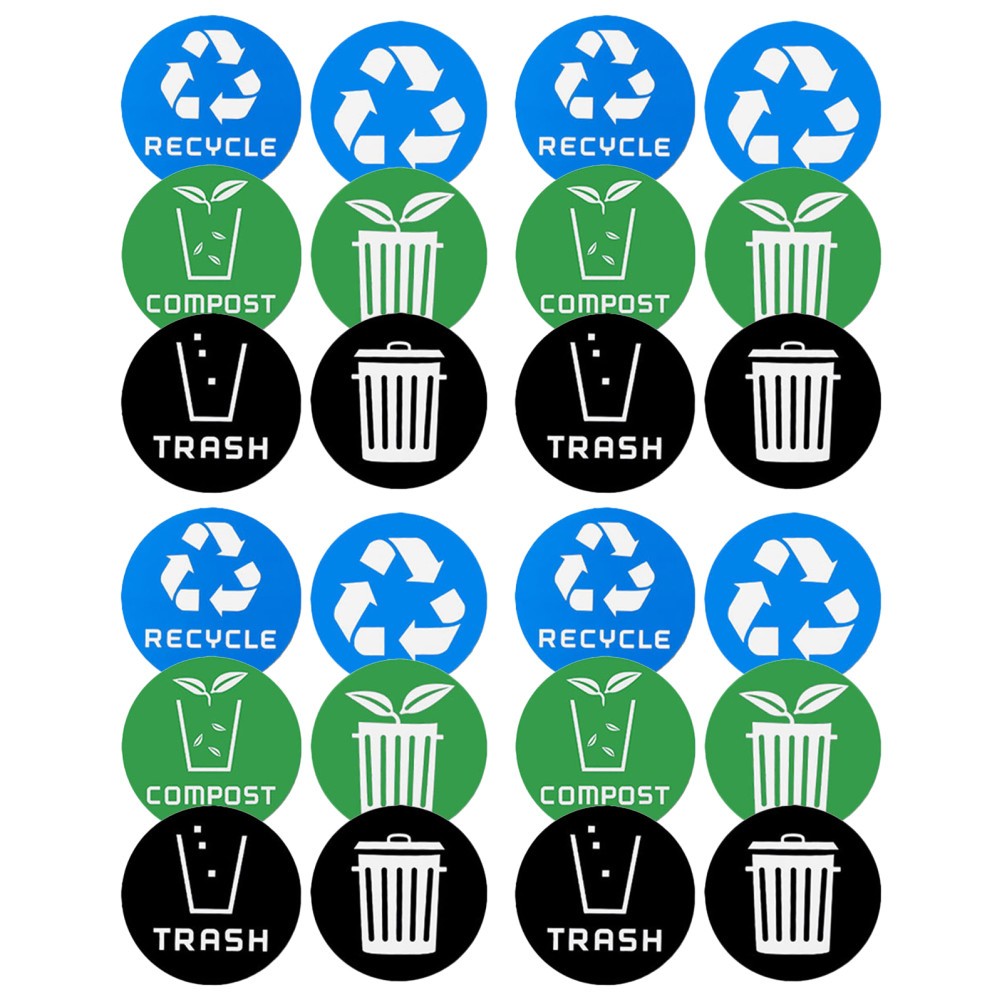 24 PCS Garbage Sorting Decorative Stickers Vinyl Recycle Bin for Trash Bins