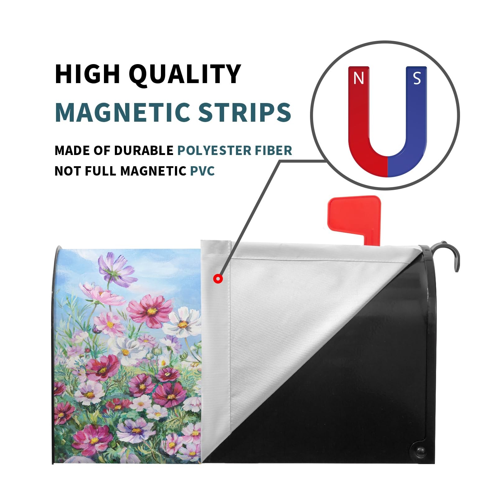 Spring Summer Flowers Mailboxs Cover Magnetic 21×18 Inch, Truck