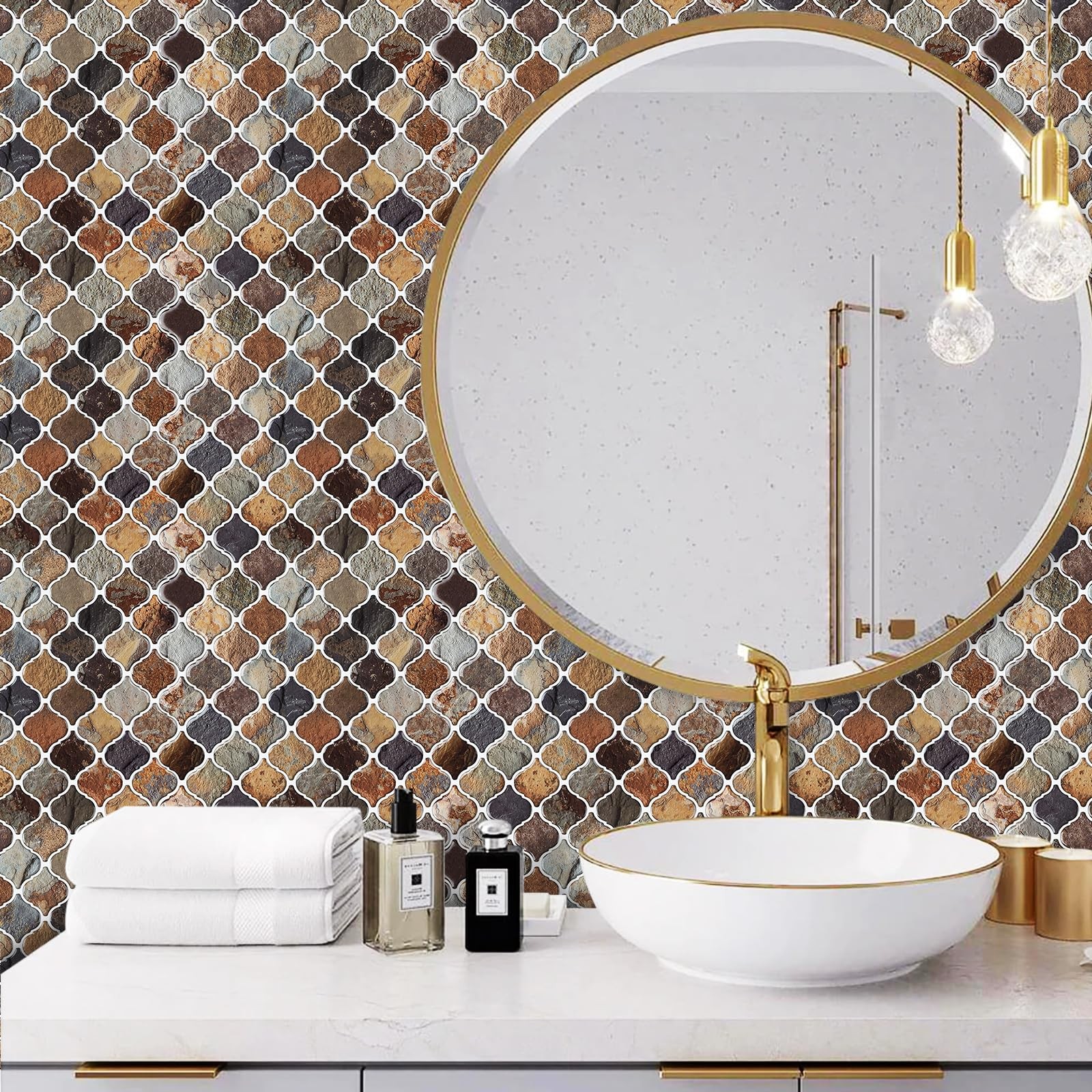 STICKGOO Arabesque Peel and Stick Backsplash, 12”X12” Backsplash Tile for Kit…