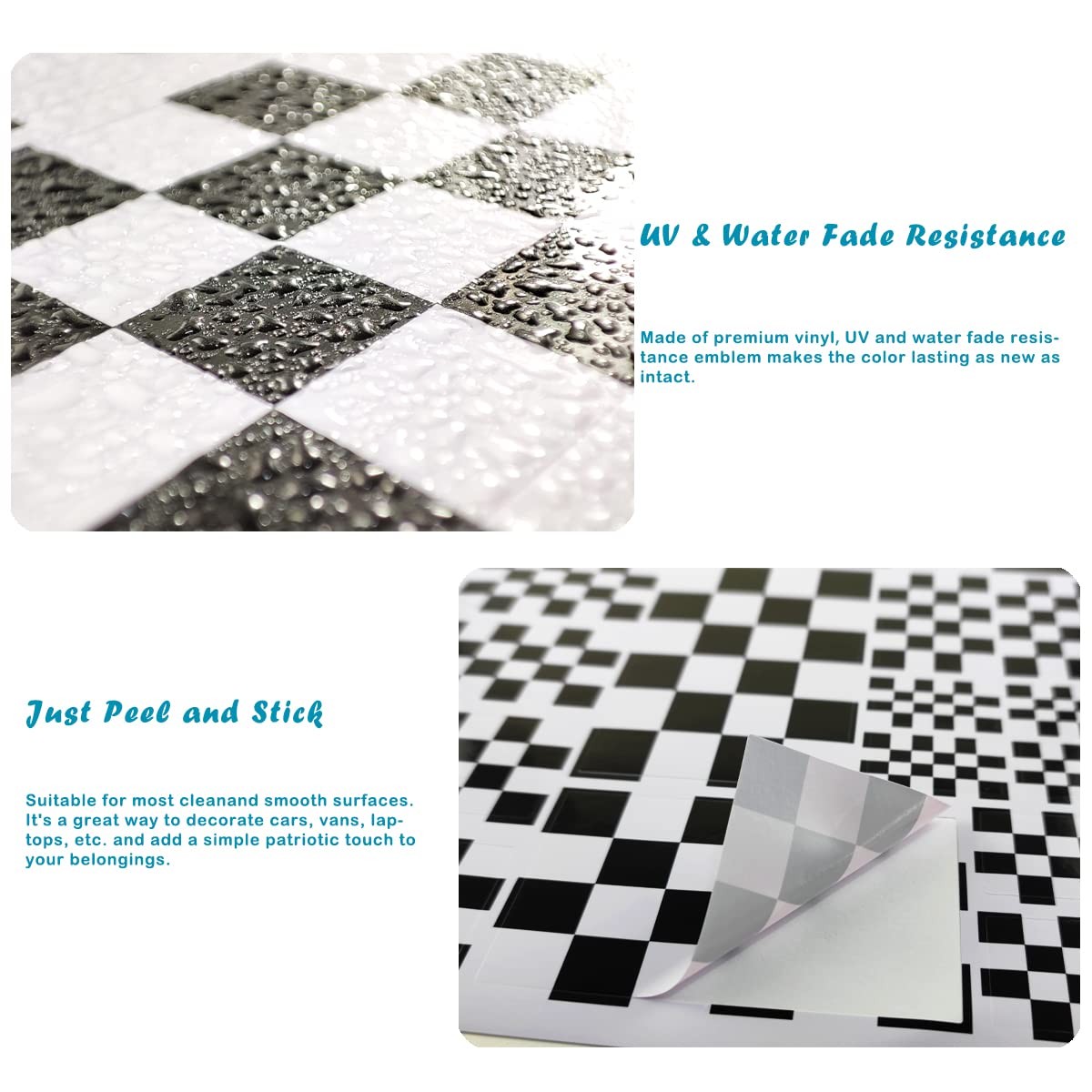 Checkered Black and White Racing Flag Sticker Decal in Multiple Sizes, 3 Pack…