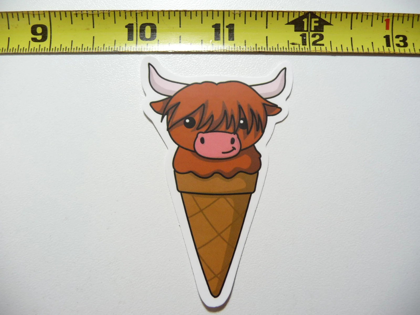 HIGHLAND COW CATTLE ICE CREAM CONE SMALL STICKER DECAL FARM RANCH LIVESTOCK