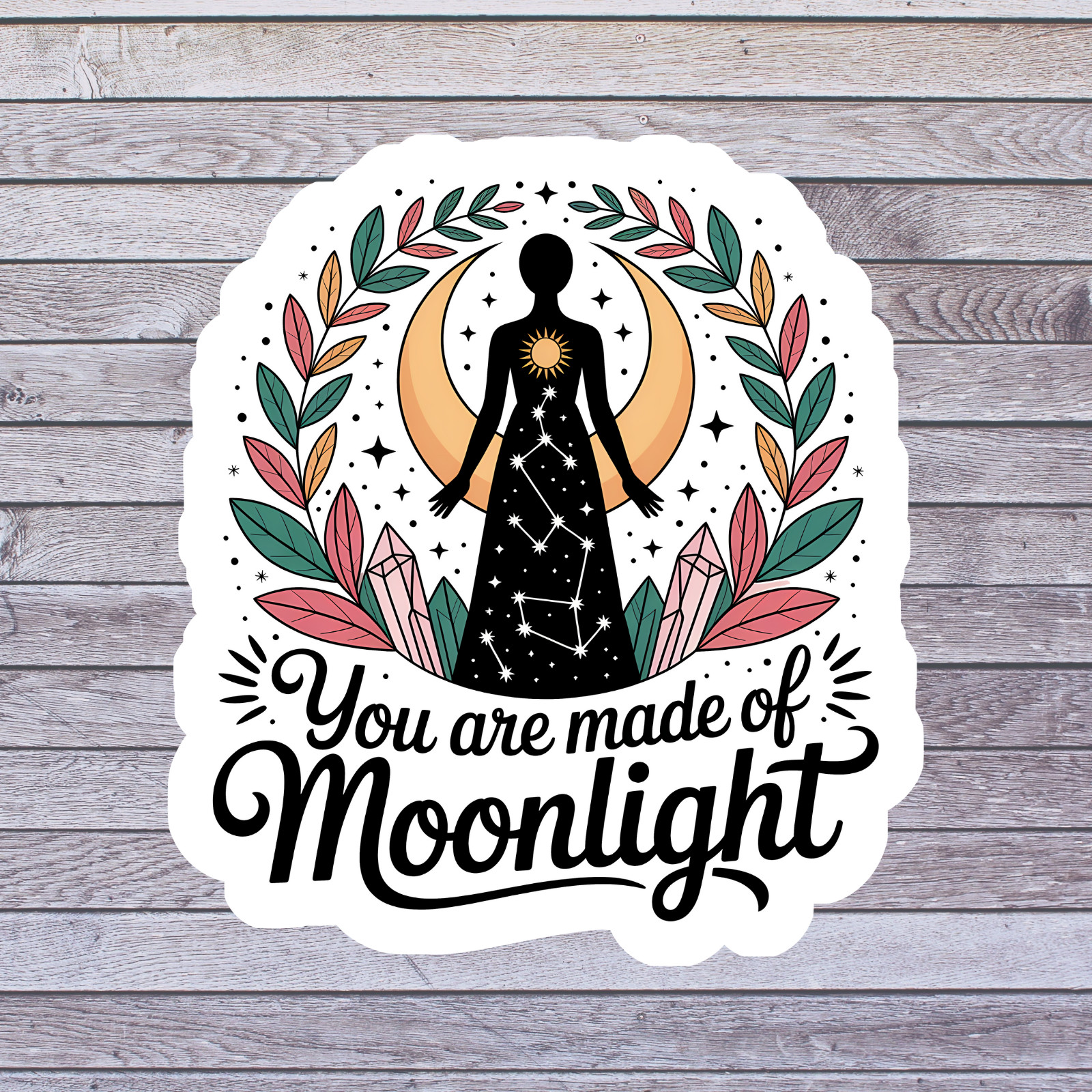 Astrology sticker vinyl decal moon goddess silhouette stars celestial art