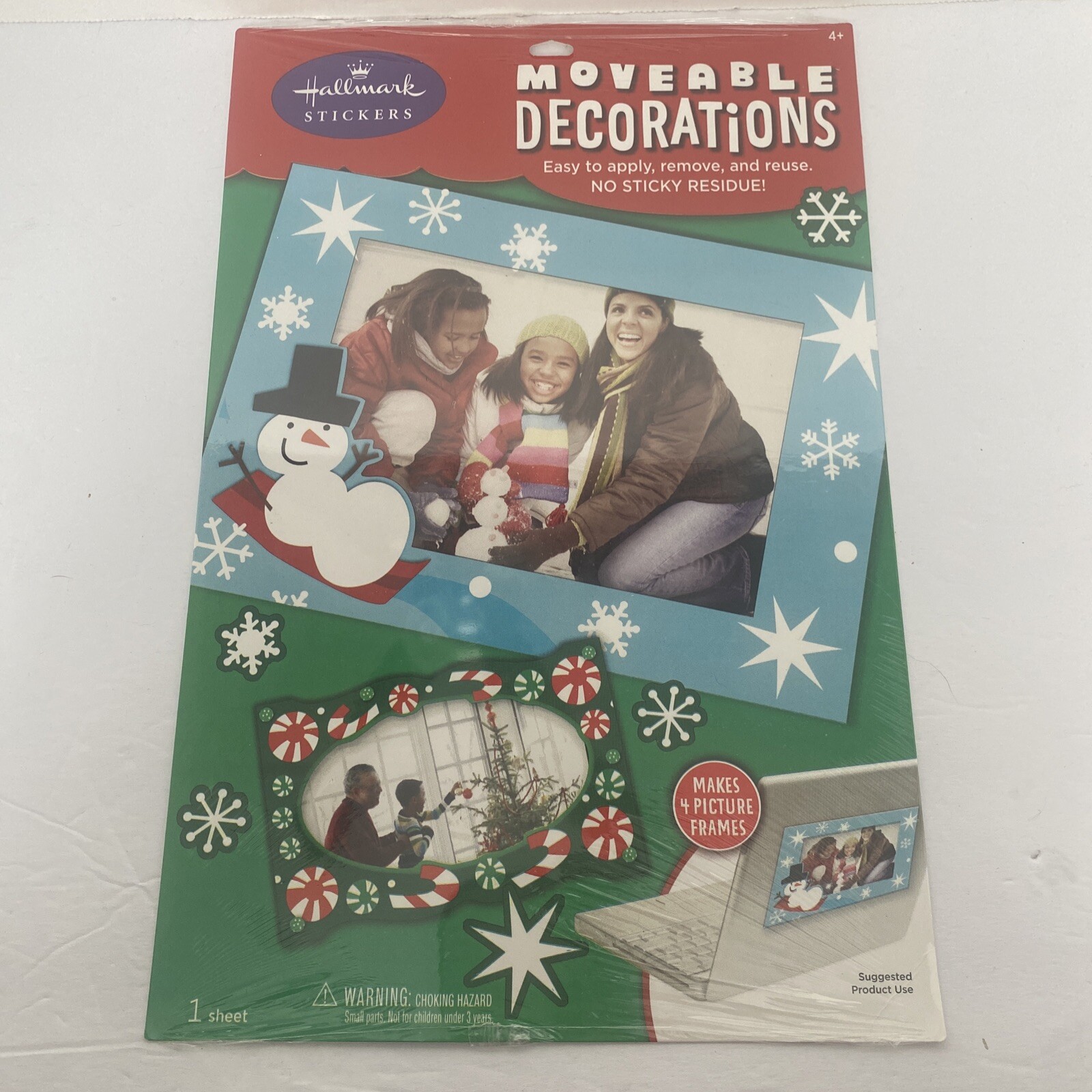 Hallmark Stickers Moveable Decorations- Christmas, Winter- Makes 4 Frames