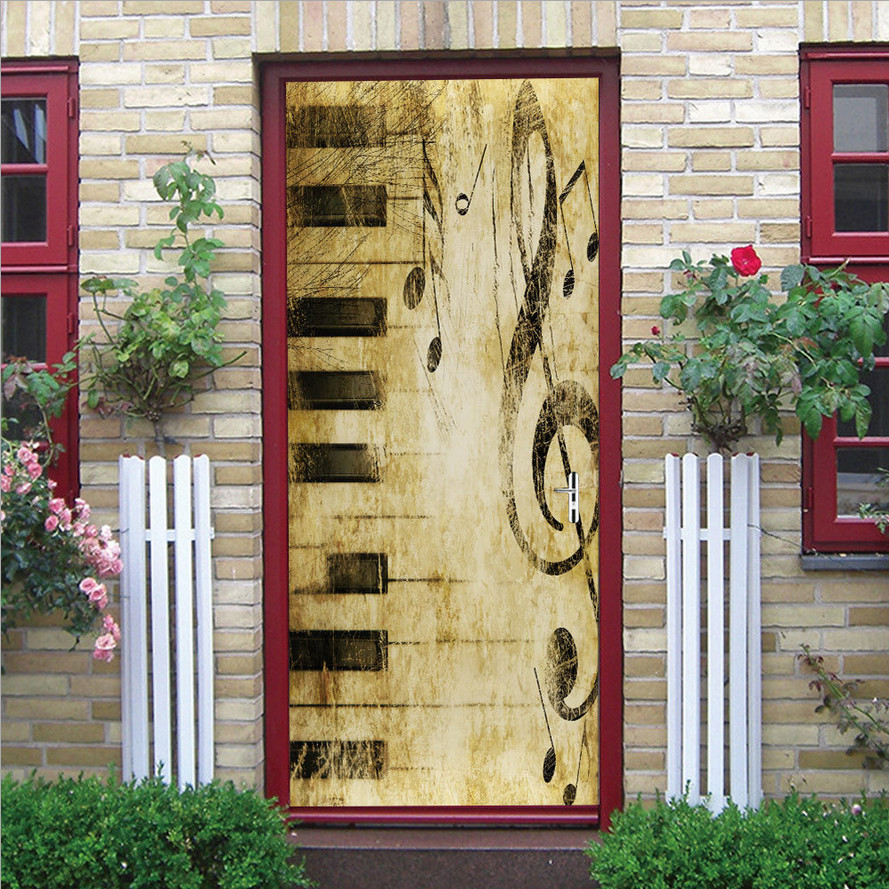 3D Wall Art Beach Flowers Horse Door Sticker PVC Decal Self-adhesive Wrap Mural