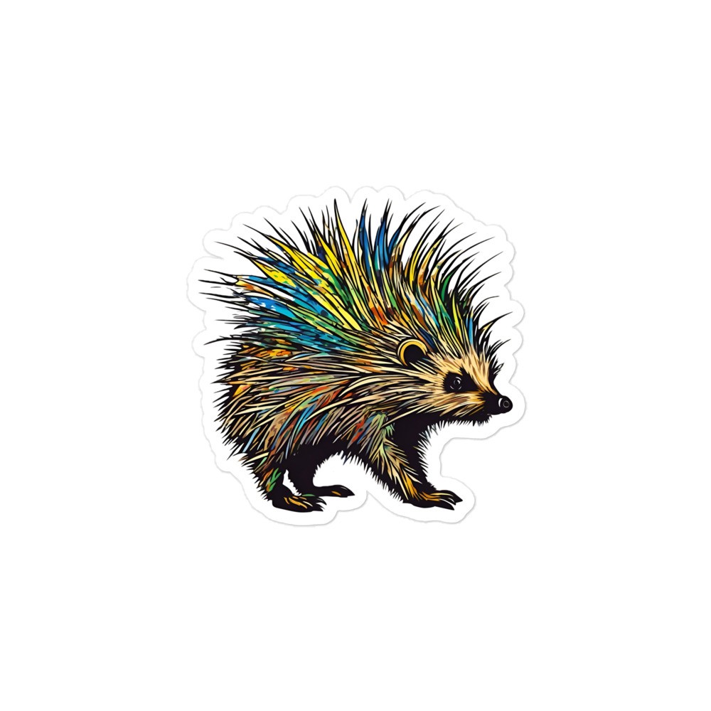 “Psychedelic Porcupine” Sticker Trippy Wildlife Spines Quills