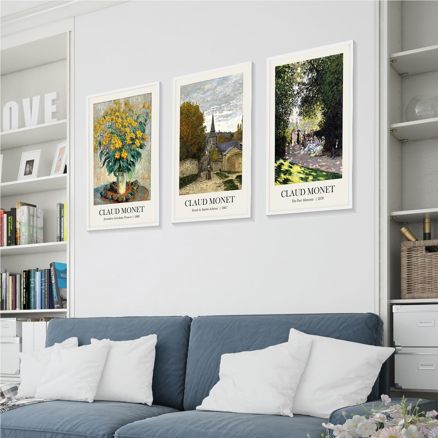 BulbaCraft 3 Pcs Claude Monet Wall Art – Vintage Impressionist Canvas Prints …