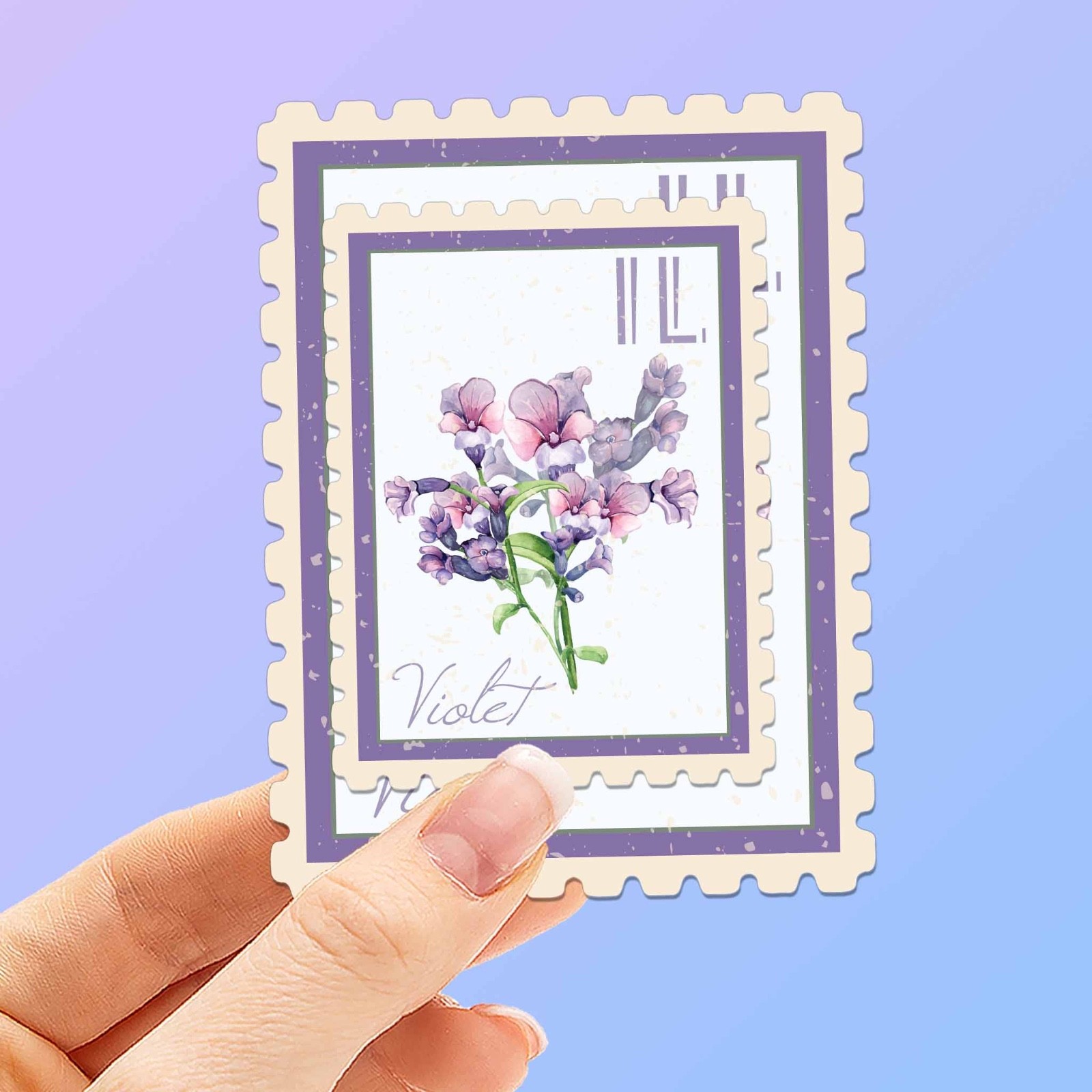 Illinois State Flower Violet Sticker – IL Vintage Stamp Decal for Laptop
